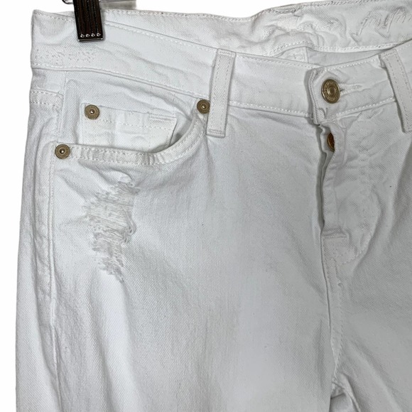 7 For All Mankind White Distressed Jeans Sz 25 - Picture 3 of 10